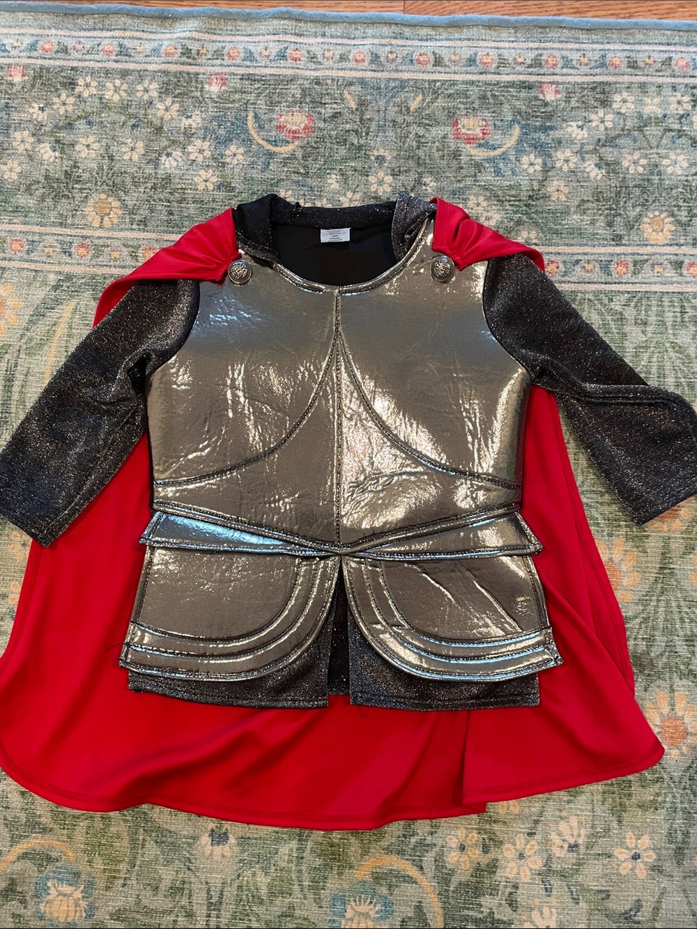 Kids Silver Knight Costume with Red Cape
